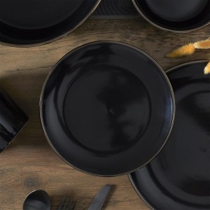 Lėkštė akmens keramikos juoda D19  Home Deco KA0135