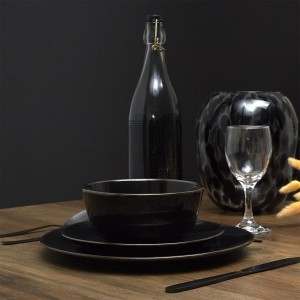 Lėkštė akmens keramikos juoda D19  Home Deco KA0135