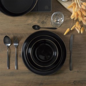Lėkštė akmens keramikos juoda D26  Home Deco KA0134