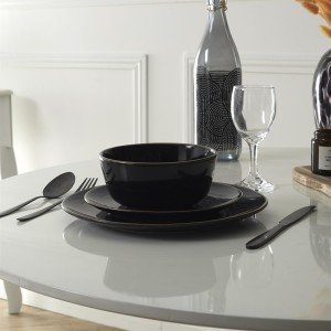 Lėkštė akmens keramikos juoda D26  Home Deco KA0134