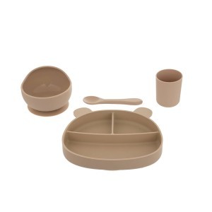 Vaikiškas indų rinkinys 4 vnt silikoninis, kreminės spalvos Atmosphera 174347E