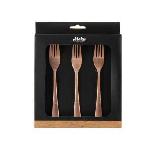 Šakutės desertinės 6 vnt rose gold 14 cm Maku 310547