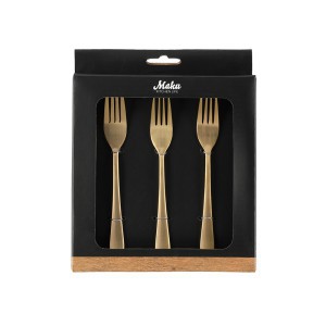Šakutės desertinės 6 vnt matt gold 14 cm Maku 310546