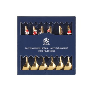 Šaukšteliai arbatiniai 6 vnt su kalėdinėmis dekoracijomis aukso sp. 620387 KLD