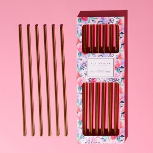 Šiaudeliai gėrimui metaliniai aukso spl. 6 vnt. Sophia Widdop