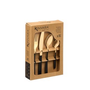 Stalo įrankių rinkinys 16 vnt aukso/juodos spalvos Kinvara 12929
