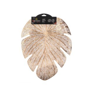 Padėkliukas stalo 36x46 cm Lapas auksinis PVC Kinvara 10368