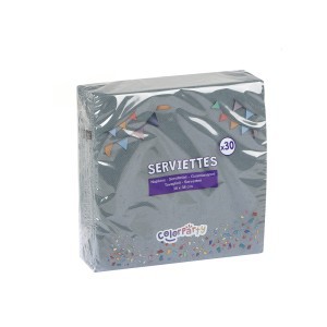 Servetėlės popierinės pilkos spalvos 38x38 cm 30 vnt. Colorparty 29271
