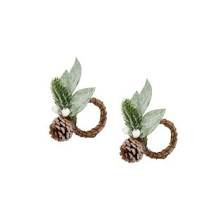 Žiedai servetėlėms ratanas/plastikas 2 vnt 8x6x2,5 cm Atmosphera 199210 KLD