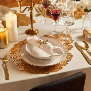 Padėkliukas stalo Lapas 36x47 cm aukso spalvos PVC Atmosphera 170170