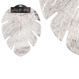 Padėkliukas stalo 36x46 cm Lapas sidabro sp. PVC Kinvara 10373