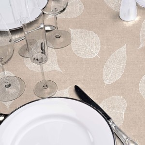 Staltiesė apvali D160 cm PVC tekstilė smėlio sp. FEUILLYS douceur d'intérieur