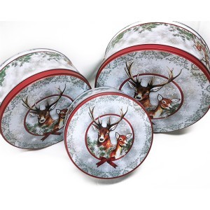 Metalinės dėžutės sausainiams Kalėdinės 3 vnt (19,5x9/13,5x7/16,5x7,5cm)16038kld