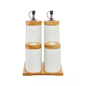 Indelių rinkinys aliejui/actui/druskai/pipirams NATURAL porcelianas 94789