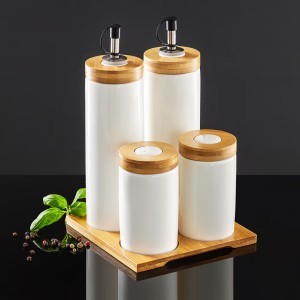 Indelių rinkinys aliejui/actui/druskai/pipirams NATURAL porcelianas 94789