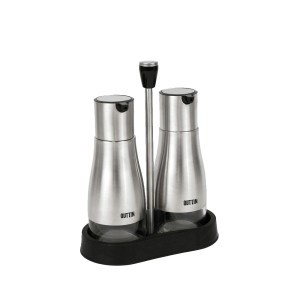 Dozatorių rinkinys aliejui/actui nerūd. plieno 320 ml su stovu Quttin