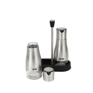 Dozatorių rinkinys aliejui/actui nerūd. plieno 320 ml su stovu Quttin