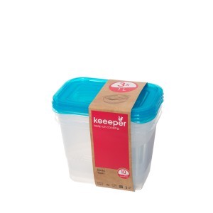 Dėžutė maistui su dangteliu plastikinė 3 vnt 1 l Keeeper 330153