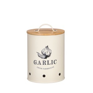 Indas česnakams metalinis, bambukinis dangtis 11x11x18 cm Kinvara 10900