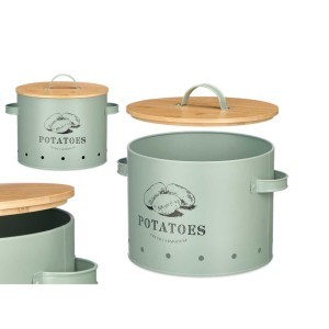 Indas bulvėms metalinis, bambukinis dangtis 23x27x22 cm Kinvara 10893