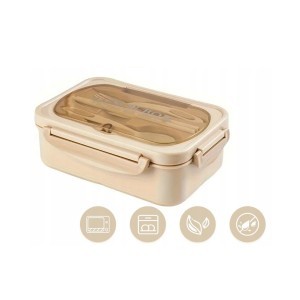 Dėžutė maistui su įrankiais plastikinė 7.5x14.5x21.3 cm ruda 07270_B