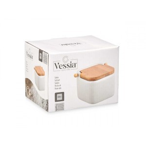 Indelis druskai laikyti su dangteliu 800 ml keramika 12x12x11 cm Vessia 90961