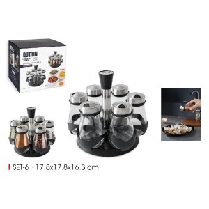 Indeliai prieskoniams 6 vnt su stovu 18x18x16 cm Quttin BQ01011778046