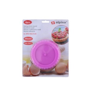Kepimo forma tartaletei silikoninė 4 vnt. D12,4x2,2 cm ALPINA 871125247395  pbr
