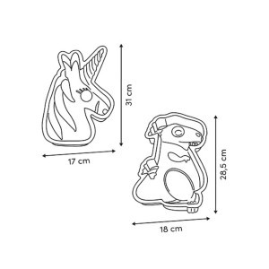 Kepimo forma silikoninė (mix - vienaragis/dinozauras) 29x18x4 cm 5Five 209697