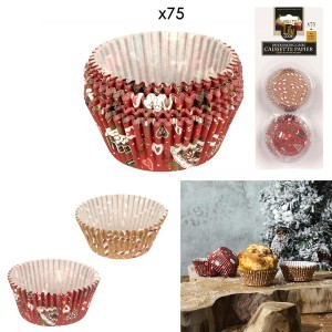 Kepimo formelės keksiukams popierinės kalėd75 vnt. 6,5x3 cm Lily Cook KP5726 KLD