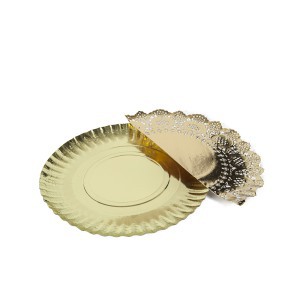 Vienkartinis padėklas maistui D30 cm aukso spalvos Algon BA01043175331