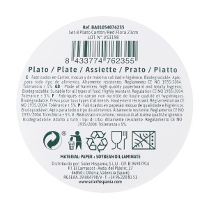 Lėkštės vienkartinės BIO kompostuojamos D23 cm 8 vnt Algon BA01054076235