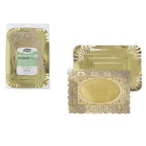 Vienkartinis padėklas maistui 26x35 cm aukso spalvos Algon BA01043176700