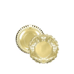 Vienkartinis padėklas maistui D35 cm aukso spalvos Algon BA01043176704