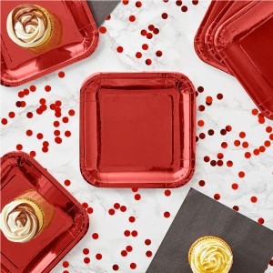 Lėkštės vienkartinės popierinės 23cm 10 vnt raudonos spalvos Algon BA01054077013