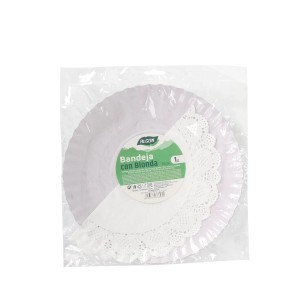 Vienkartinis padėklas maistui D35 cm baltos spalvos Algon BA01043176697