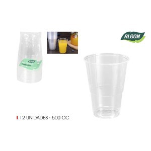 Stiklinės 12 vnt 500 ml plastikinės 100% perdirbamos Algon BA01054376572