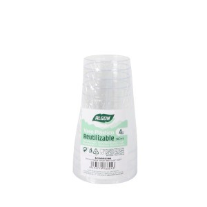 Stiklinės 4 vnt 380 ml plastikinės daugkartinės Algon BA01054276804