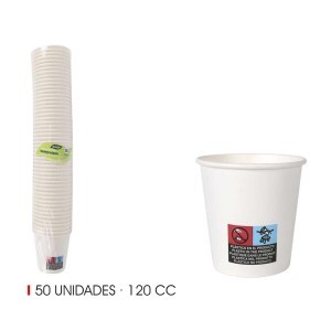 Puodeliai vienkartiniai popieriniai 120 ml 50 vnt balti Algon BA01054075087