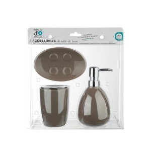 Vonios kambario aksesuarų rinkinys 3 vnt keramika, rudos spalvos 5Five 116878