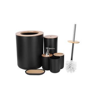 Vonios kambario aksesuarų rinkinys 6 vnt. plastikas juodos spalvos 27139