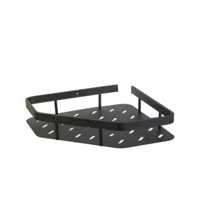 Lentynėlė voniai kampinė metalinė juoda 24.5x24.5x5 cm 27248
