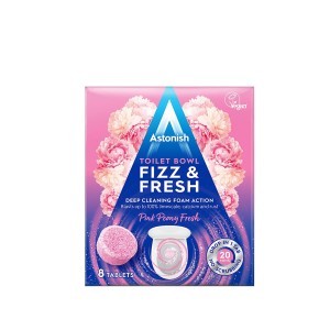 Tabletės klozeto valymui 8 vnt. PINK PEONY FRESH FRAGNANCE ASTONISH