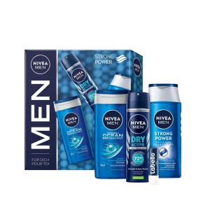 Vyrų kosmetikos rinkinys (dezodorantas, d.želė, šampūnas, vazelinas) Nivea 50437