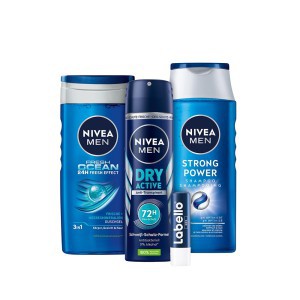 Vyrų kosmetikos rinkinys (dezodorantas, d.želė, šampūnas, vazelinas) Nivea 50437