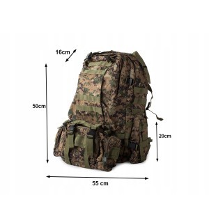 Kareiviška kuprinė 48.5 l reguliuojami diržai ir rankenos 50x55x16 cm 14279_P