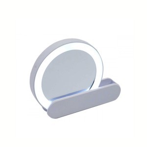 Kosmetinis veidrodėlis apvalus 10x9x2 cm su apšvietimu, USB laidu Berilo 62480