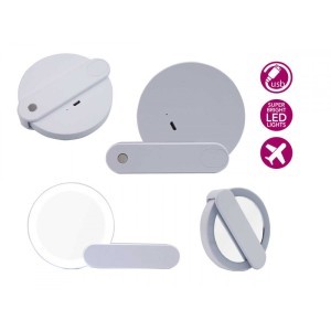 Kosmetinis veidrodėlis apvalus 10x9x2 cm su apšvietimu, USB laidu Berilo 62480