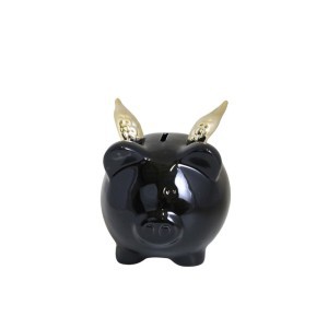 Taupyklė keramikinė kiaulė su sparnais juoda  14x12x12,5 cm  73682