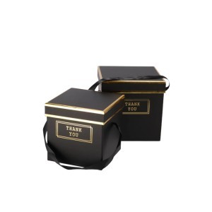 Dėžutė dovanoms kartoninė juoda 2 vnt (17x17x17/15x15x15 cm) Thank you 102637